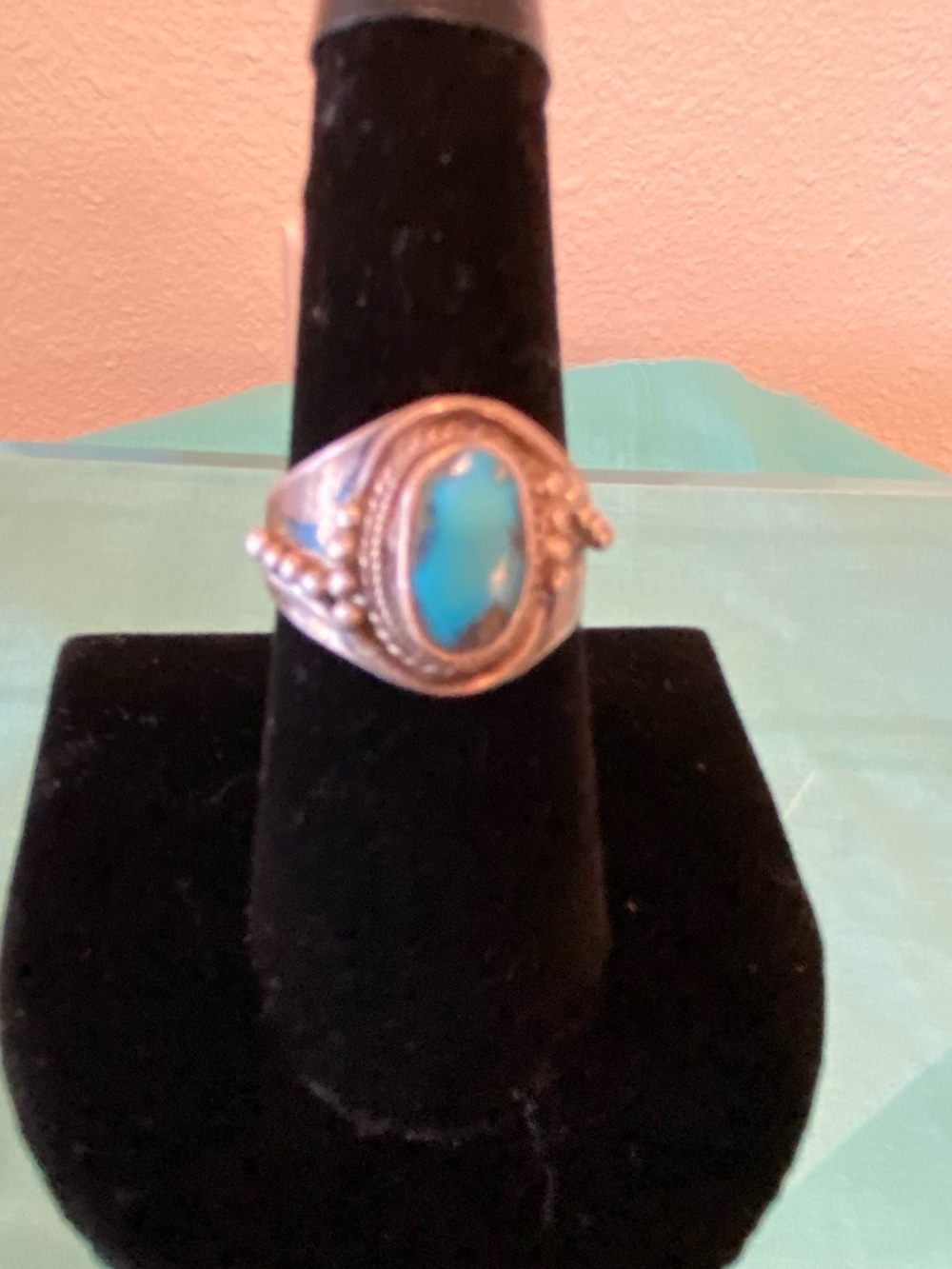 Navajo Sterling Silver Turquoise Ring - Size 7